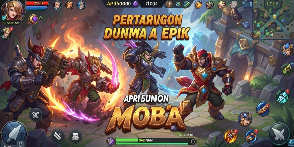 Tampilan gameplay seru dari API5000 dengan pertarungan MOBA yang mendebarkan.