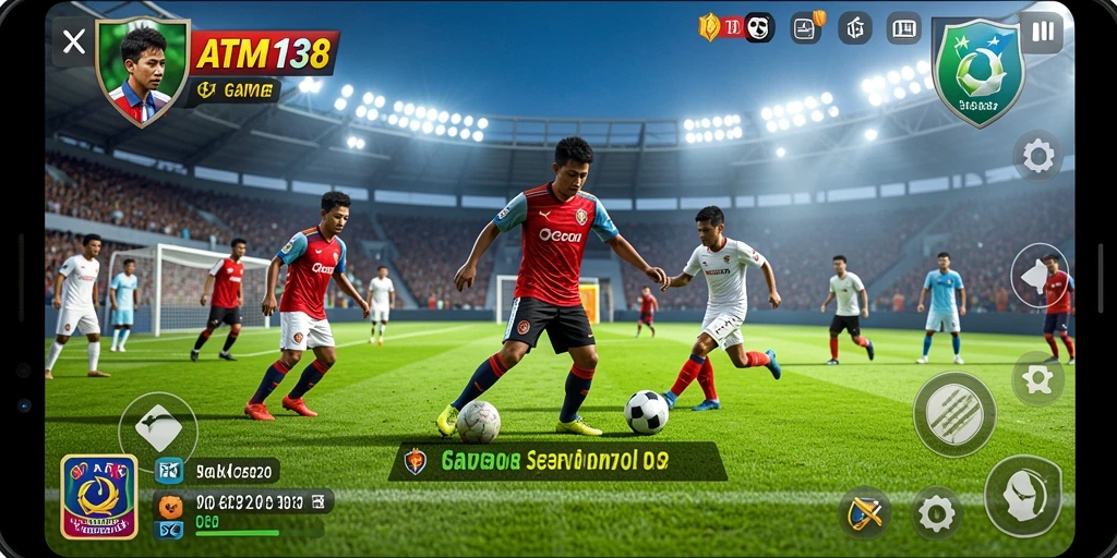 Gameplay menarik dari ATM138 menampilkan aksi sepak bola yang mendebarkan.