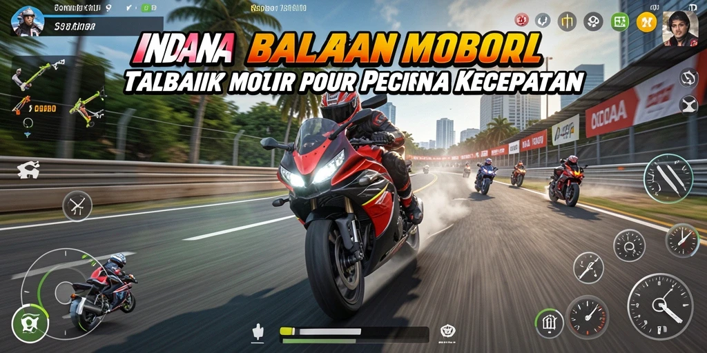 Tampilan seru dari gameplay balapan motor INDAAA dengan adrenalin tinggi.