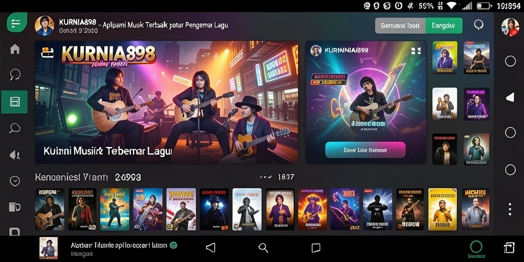 Tampilan utama KURNIA898 dengan berbagai pilihan lagu.
