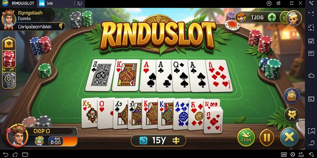 Tampilan permainan domino yang seru dan interaktif di RINDUSLOT.