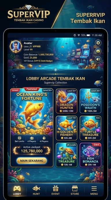 Tampilan aplikasi supervip yang modern dan menarik.